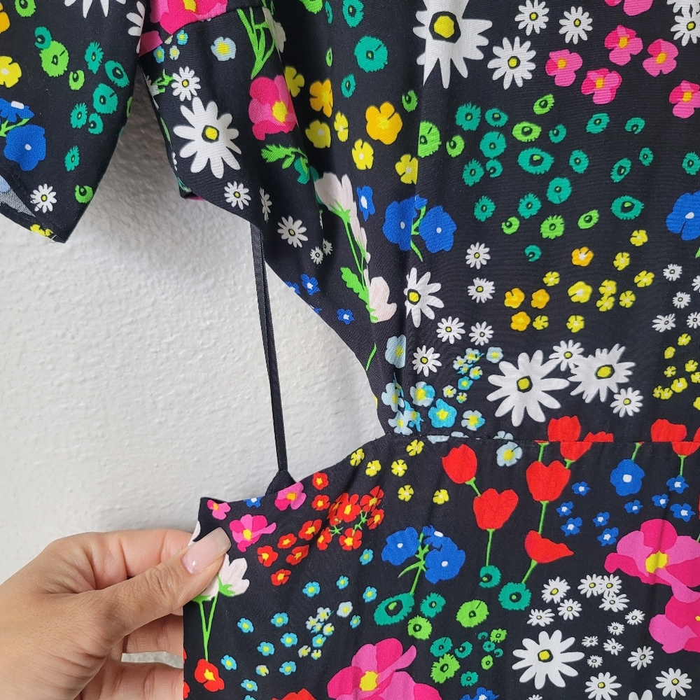 The Kooples NWT Joyful Floral Print Cut Out Dress Size 2/Medium In Black Floral - Picture 7 of 14
